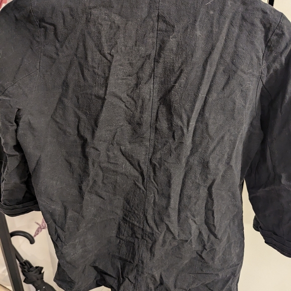 Black Linen Blend 3/4 Sleeve Blazer, S - Picture 5 of 6